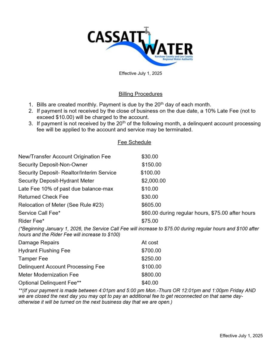Rates and Fees 1